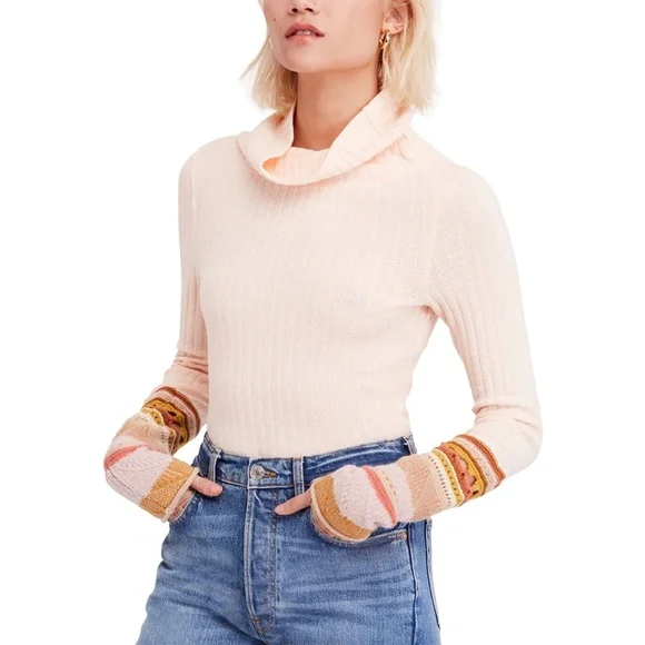 Top Tricoté Rayé Corail Free People - Taille XS, Manches Courtes, Style Peplum